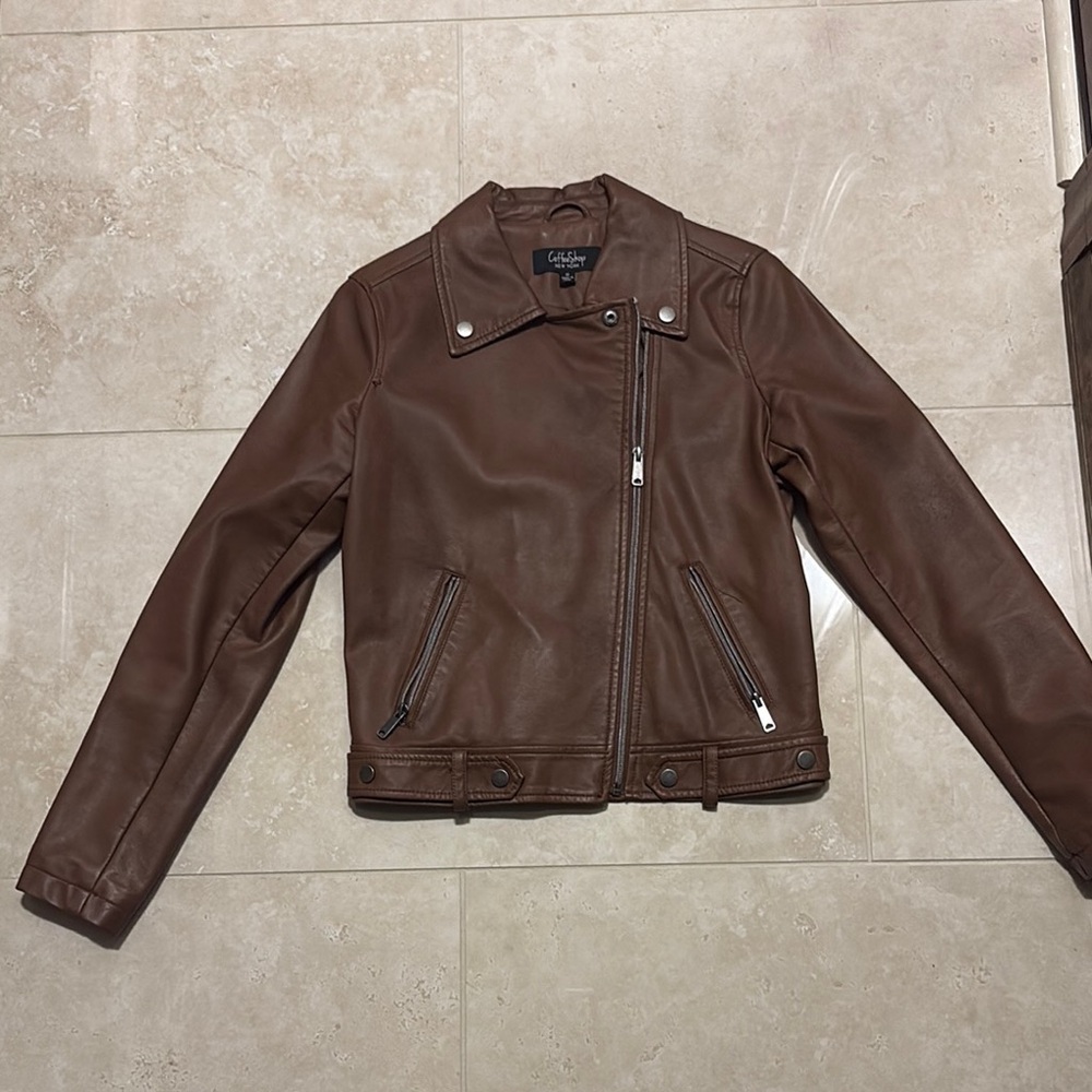 CoffeeShop Brown Leather Jacket